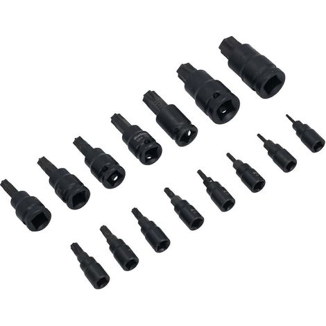 Douilles Torx à impact 1/4 po, 3/8 po et 1/2 po, T6 à T70, 15 pièces (1/4)