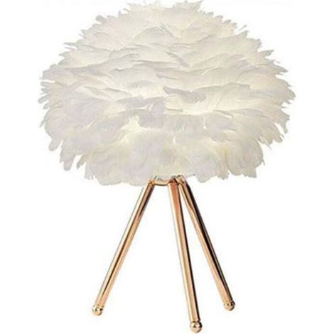 LED feather table lamp with push button, decorative dimmable light, gold, for desk or bed, night light, EU plug, EU type 1, triangular (1/5)