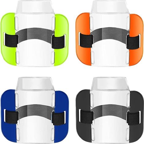 4-teiliges Ausweishalter-Set, Sicherheitsarmbänder, Ausweis-Armbänder für Personalausweise, wasserdichte, transparente Armbänder, 4 Farben (1/5)