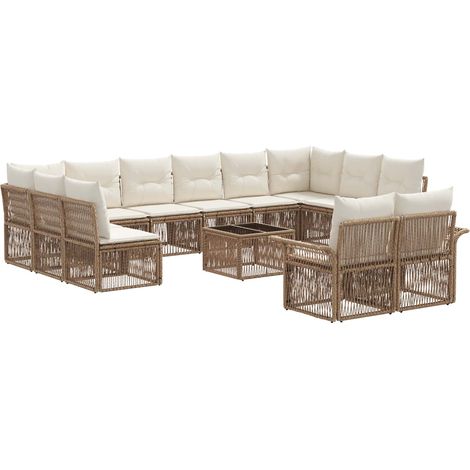 Gartensofa-set 13 pcs Beige Poly-Rattan vidaXL
