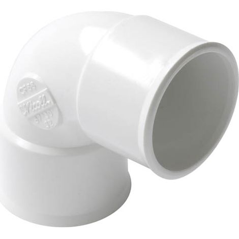 Nicoll – Coude sanitaire PVC simple ff 87°30 Ø32 blanc – Raccord femelle-femelle – Classement feu NF-M1 – Pour évacuations apparentes