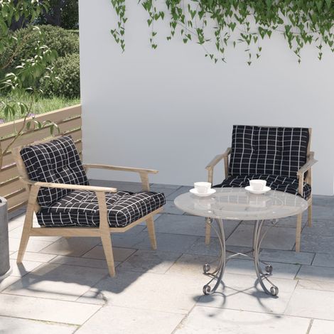Lot de 2 Coussins de canapé Moderne - Dossier pour canapé motif à carreaux noir tissu BV306336 - BonneVie (1/5)
