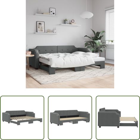 vidaXL Doppelbett -  Tagesbett Ausziehbar Dunkelgrau 80x200 cm Stoff