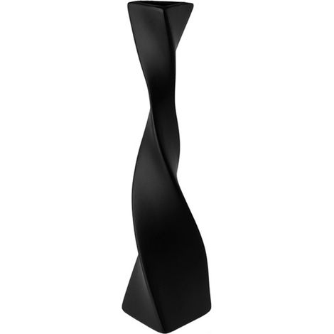 Grand vase de sol, vases à fleurs en céramique, vase moderne pour la décoration intérieure, vase à poser sur une étagère, décoration intérieure, grand vase torsadé, noir (1/4)