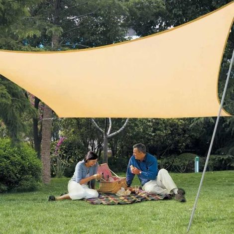 Voile d'ombrage Rectangulaire 2 x 2m Sable - Protection UV pour Terrasse et Jardin (1/4)