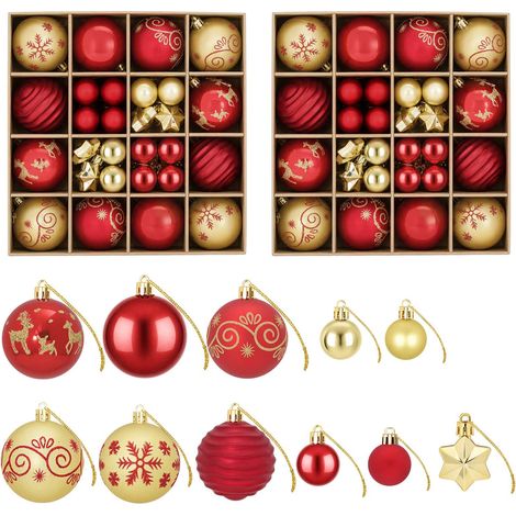 Christmas Ball Set 88 pcs Red and Gold Ø 6 cm Plastic vidaXL (1/5)