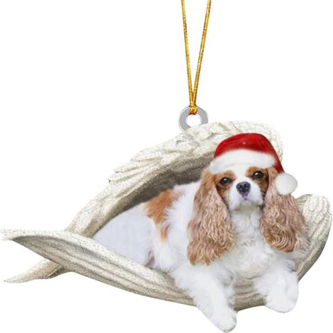Christmas Decorative Dog Pendant - Acrylic - White - 8 × 6 Cm - For Christmas Tree Ornaments - 1 Piece (1/5)