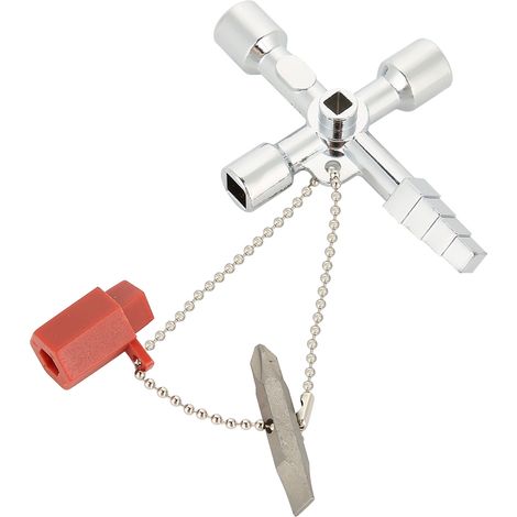 Outil multifonction universel 4 en 1 (clé en croix, équerre et triangle) pour armoire électrique (1/5)