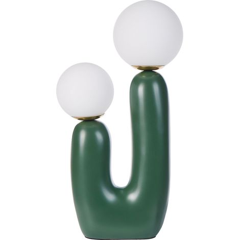 Lampada da tavolo decorativa in stile retrò 2 paralumi a globo U Base verde Tulun