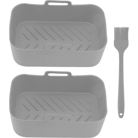 Set di 2 cestelli in silicone per friggitrice ad aria Ninja DZ201 Foodi 8QT - Resistenti al calore fino a 230°C, antiaderenti, grigi (1/5)