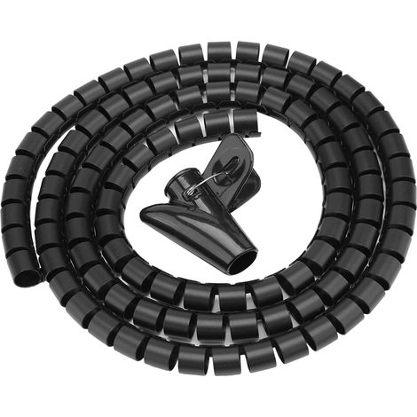Gaine Spirale Flexible pour Câbles - Organisateur de Fils Noir 1,5m x 16mm - Protège et Range Vos Câbles (1/5)