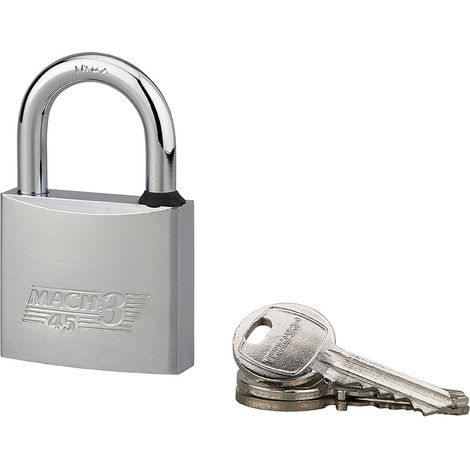 THIRARD - Cadenas à clé Mach 3, laiton nickelé, extérieur, anse inox, 45mm, 2 clés - THIRARD (1/5)