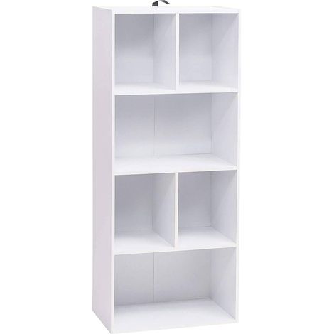 Bibliothèque avec 6 étagères en blanc (1/4)
