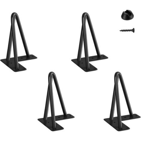 Pied Meuble Scandinave 4pcs Pieds Epingle DIY Pieds pour Table Pied de Chaise avec 20 Vis + 4 Protège Pieds (15cm(6 inches)-10mm (1/3)