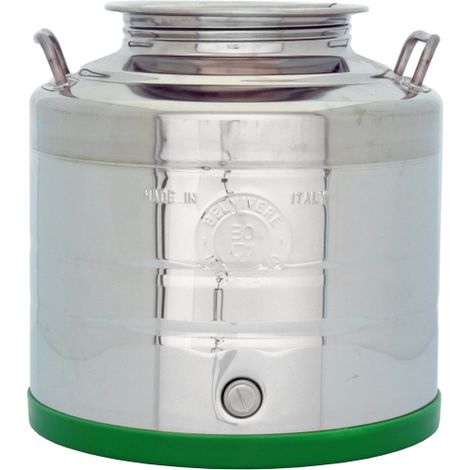 Contenitore per olio fondo pentola lt 30 in acciaio inox con predisposizione rubinetto attacco 1/2 ' botti fusti Acciaio Inox LT. 30