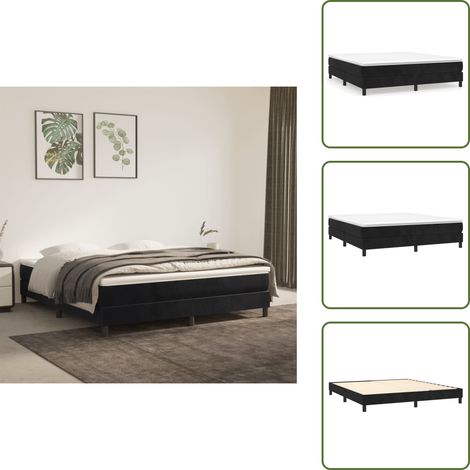 Cadre de lit sans matelas noir 160x200 cm velours - Cadre De Lit - Lit Double - Lit Velours - Literie - Meubles Chambre (1/5)