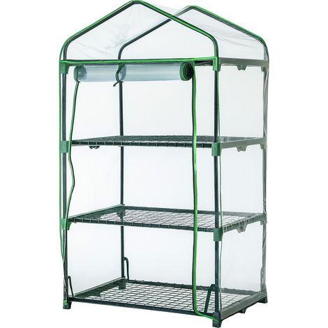 Foliengewächshaus Balkon Gewächshaus 126x70x50cm HxBxT, 3 Regale Treibhaus, Terrasse Anzuchthaus platzsparend, PVC transparent (1/5)