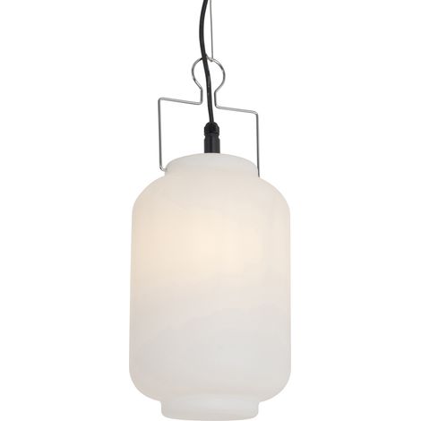 QAZQA Moderno Lámpara colgante de exterior blanca 20 cm con enchufe IP44 - Pion Plástico /Metálica Redonda Adecuado para LED Max. 1 x 23 Watt