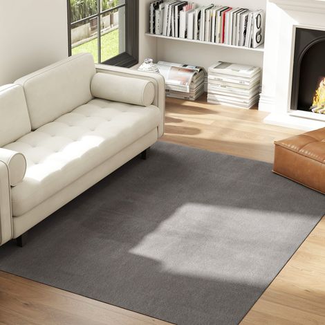 Tapis salon 230 x 160 centimètres tapis à poils longs, lavable en machine, antidérapant, gris clair, en fausse fourrure