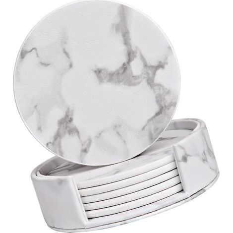 Marble Grain Coasters for Drinks Heat Resistant Cup Mat Set with (1/5)