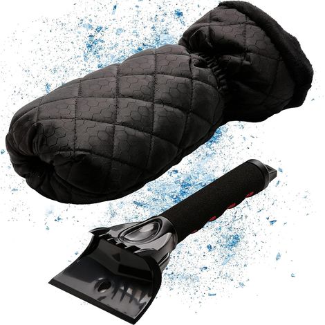 Raschietto per ghiaccio per auto con guanto - Il raschiaghiaccio professionale per auto Ice Monster incontra il miglior guanto per raschietto per parabrezza per auto: efficienza combinata con il 100% 
