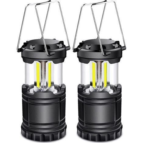 Lanterne Camping LED, Lampe Camping portable 350LM avec poignées en métal, pour Tente Camping Randonnée Pêche Cave etc, 2 pièces [Classe énergétique A+] (1/5)