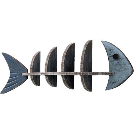 Étagère murale design scandinave en bois forme poisson horizontal, étagère décorative pour salon et café, fixation murale (1/2)