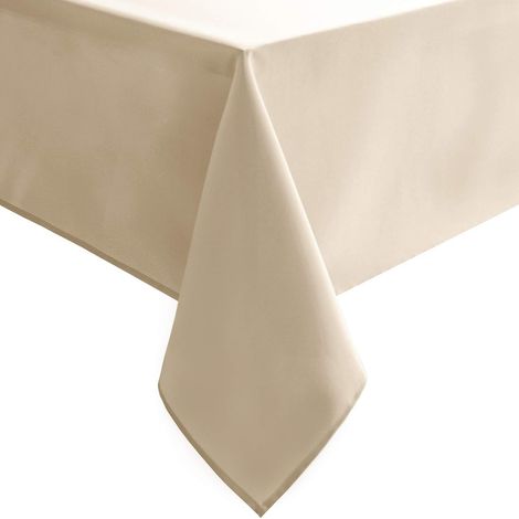Nappe rectangulaire en polyester déperlant et lavable, pour table de 183 cm (6 pieds), 137 x 203 cm (54 x 80 pouces), blanc cassé (1/4)