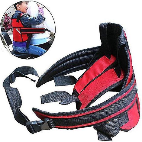Ceintures de sécurité pour enfants, ceintures de sécurité pour moto, harnais bébé résistant aux chutes, rouge à volutes. (1/5)
