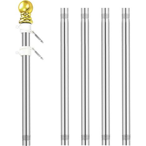 Drehbarer Fahnenmast aus Edelstahl, 1,8 m, Set mit Wandhalterung