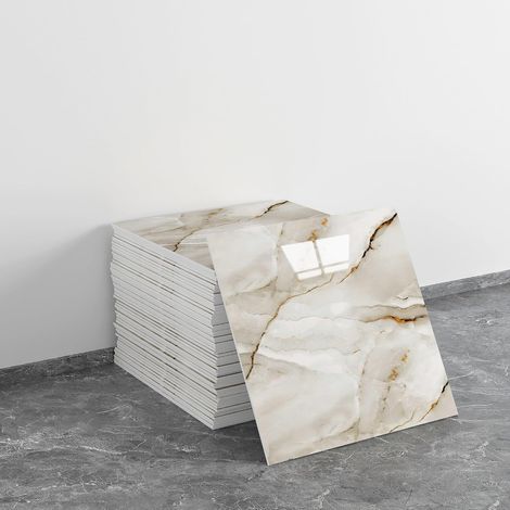 Un juego de 10 paneles de papel pintado autoadhesivos con estampado de mármol (no son azulejos reales, dimensiones: 30 x 30 cm). (1/5)