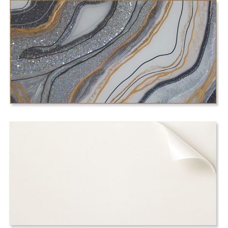 Revestimiento mural de vinilo autoadhesivo con gr谩ficos para cocina, 100x50 cm, ondas abstractas con efecto luminoso.
