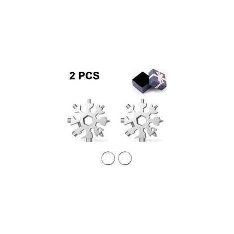 Outil multifonction flocon de neige, tournevis de snowboard compact, outil multifonction flocon de neige, ouvre-bouteille, idéal pour le camping et porte-clés, argent (1/4)