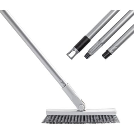 Brosse à Récurer 22 cm avec en Forme de V Robuste, Brosse à coulis pour Surfaces Rugueuses avec tête de récurage et Manche réglable 130 cm pour Bain Douche Piscine - poignée Noire (1/5)