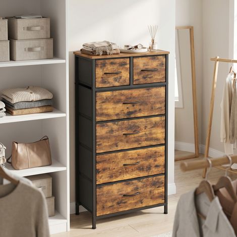 Commode, 6 Tiroirs en Tissu Non-tissé, pour Chambre, Taupe (1/5)