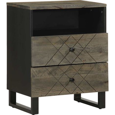 Mesilla de noche-Mesita de noche-Mesapara Dormitorio negra 50x33x62 cm madera maciza mango