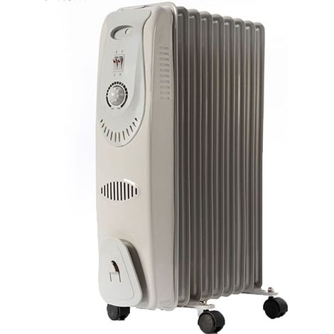 Radiatore termosifone ad olio stufa elettrica 9 elementi calorifero da stanza con timer ruote (1/4)