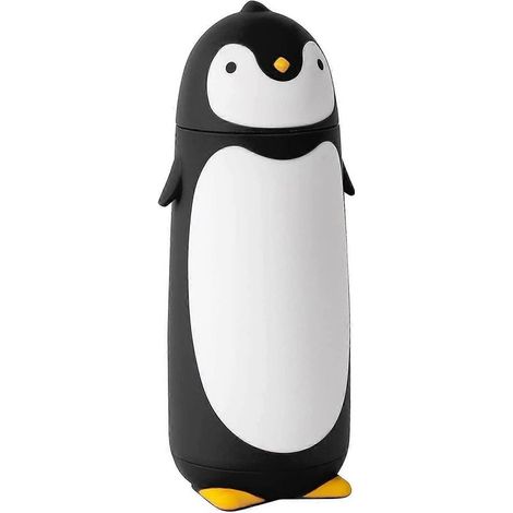 Gourde isotherme de voyage Penguin en acier inoxydable, pour thé, eau ou café (noire) (1/3)