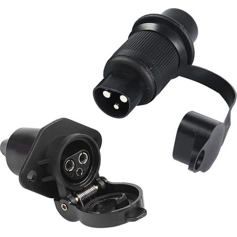 Presa per rimorchio impermeabile a 3 pin da 12 V – Connettore femmina + spina maschio per gancio di traino, IP67, fornita in confezioni da 1