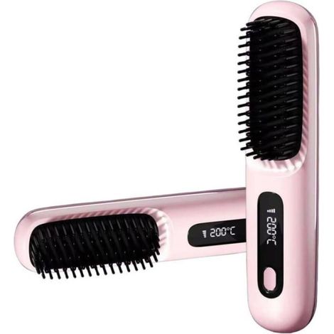 2026 Brosse Chauffante Pour Cheveux Courts,2 En 1 Peigne Sans Fil Rechargeable,3 Réglages De Température, Chauffage Rapide(L007) (1/5)
