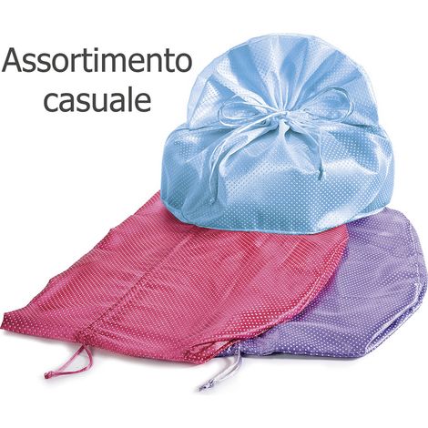 Sacchetti portacolomba colorati in poliestere a pois in rilievo, set da 4 pezzi, cm30x23x30H(al tirante 20H)
