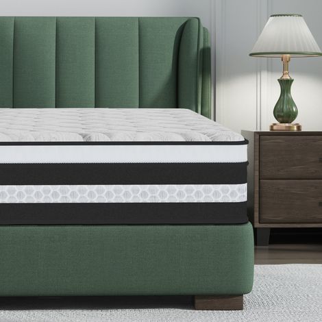 Matelas 160x200 cm,Épaisseur 25 cm.Matelas à Ressorts Ensachés 7 Zones,Hypoallergénique,Tissu Doux pour La Peau,Fermeté Moyenne