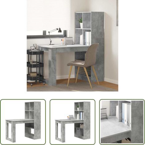 Rangement bureau - Bureau Gris béton 122 x 67 x 145 cm Bois d'ingénierie (1/5)