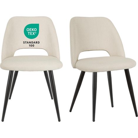 Esszimmerstühle 2er Set, gepolsterte Samtstühle mit Ausschnitt Rückenlehne, Beige (1/5)
