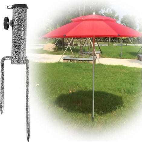 AGE Piquet De Sol Pour Parasol Parasol à Cheville Parapluie De Plage Ancrage De Sable Piquet Parasol Pied De Parasol En Fer Parasol Accessoires Fixation Pour Balcon Pour Tiges De Parasol Épaisseur 28- (1/3)