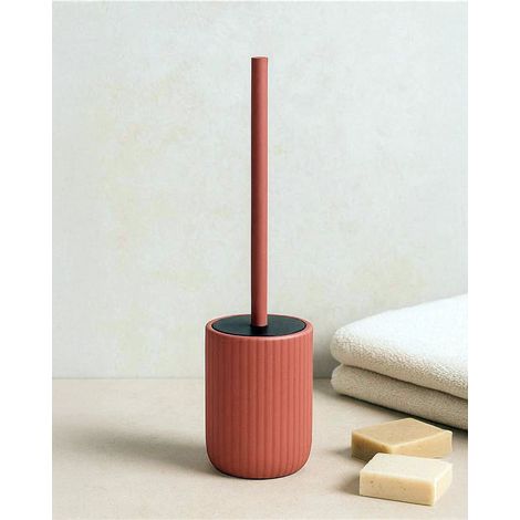 Exagonshop Portascopino wc a pavimento in ceramica rosso mattone