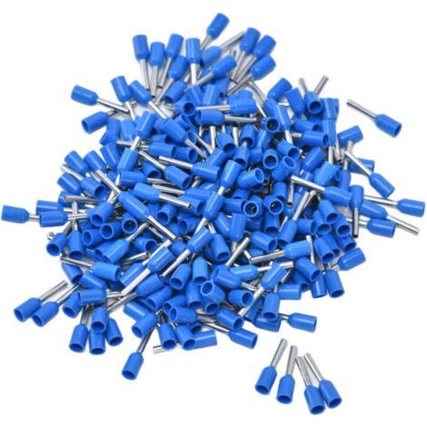 1000Pcs Bornes à sertir isolées pour broches électriques 20 AWG Kit de connecteurs d'extrémité de cordon E7508 Bleu (1/4)