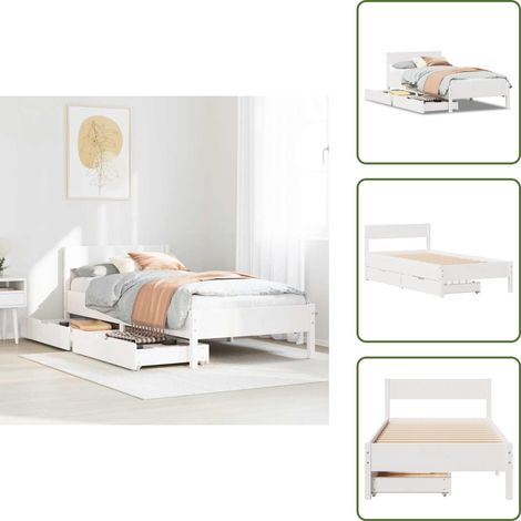 vidaXL Massivholzbett ohne Matratze Weiß 75x190 cm Kiefernholz (1/5)