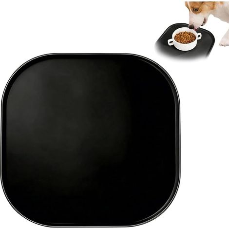 Tapis Gamelle Silicone 27cmChien Chat Antidérapant Imperméable Rebord Silicone alimentaire, Gris, dimension 27cm carré, rebord anti-déversement, lavable facilement, usage gamelle chien et chat (1/5)