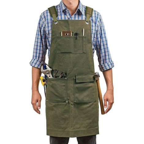 Tablier en toile transfrontalier, vente directe d'usine, pantalon à poches multiples, tablier fonctionnel pour menuisier et électricien, vêtements de travail imprimés avec logo (vert armée) (1/5)